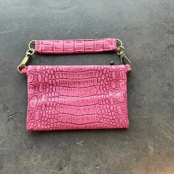 Vintage Y2k Pink Snake Skin Reptile Pink Retro Mini Purse Clutch Zipper Wallet - Picture 2 of 5